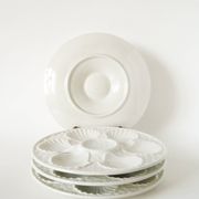 Set of 4 oyster plates in majolica, White, 1960