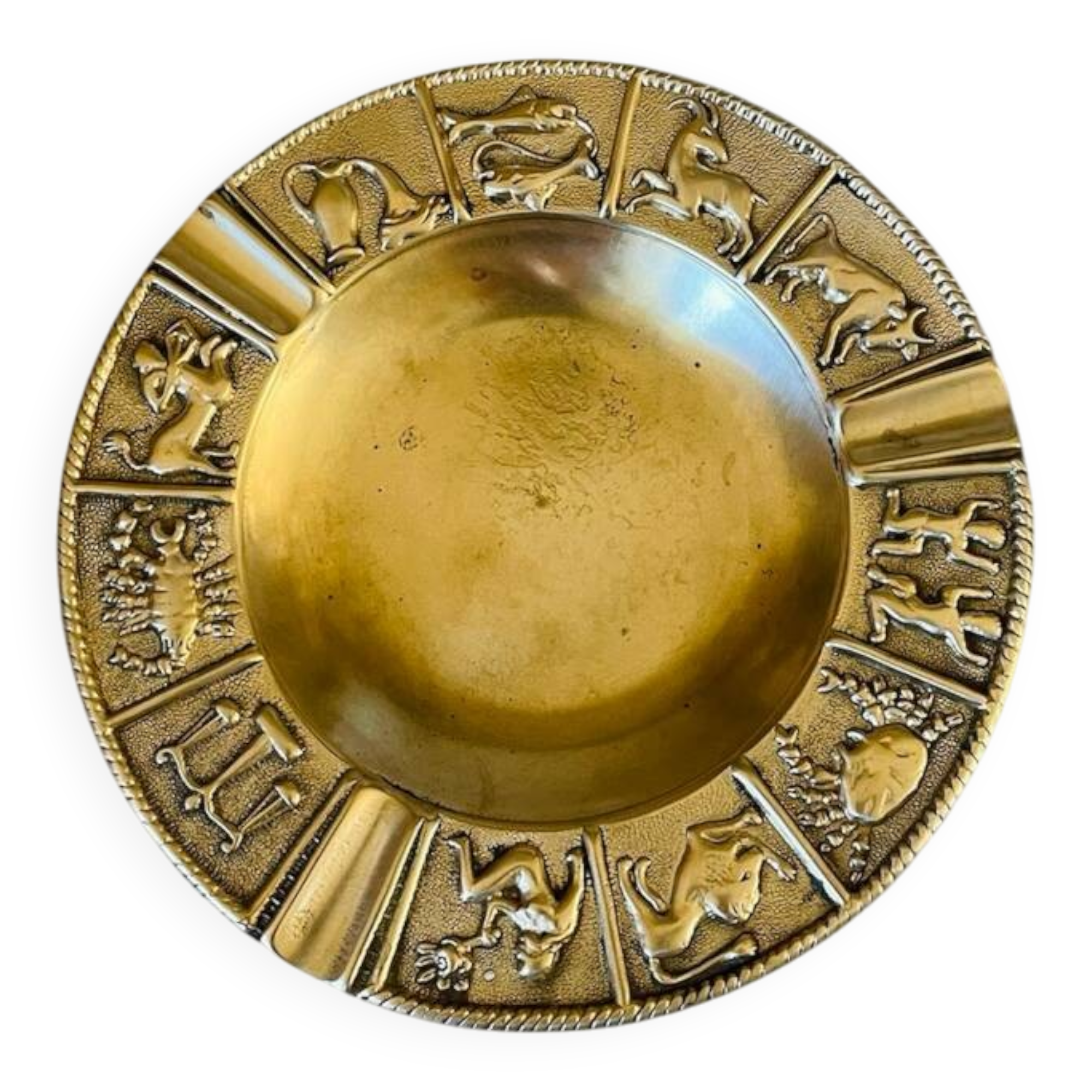 Vintage gilt bronze horoscope ashtray