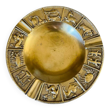 Vintage gilt bronze horoscope ashtray