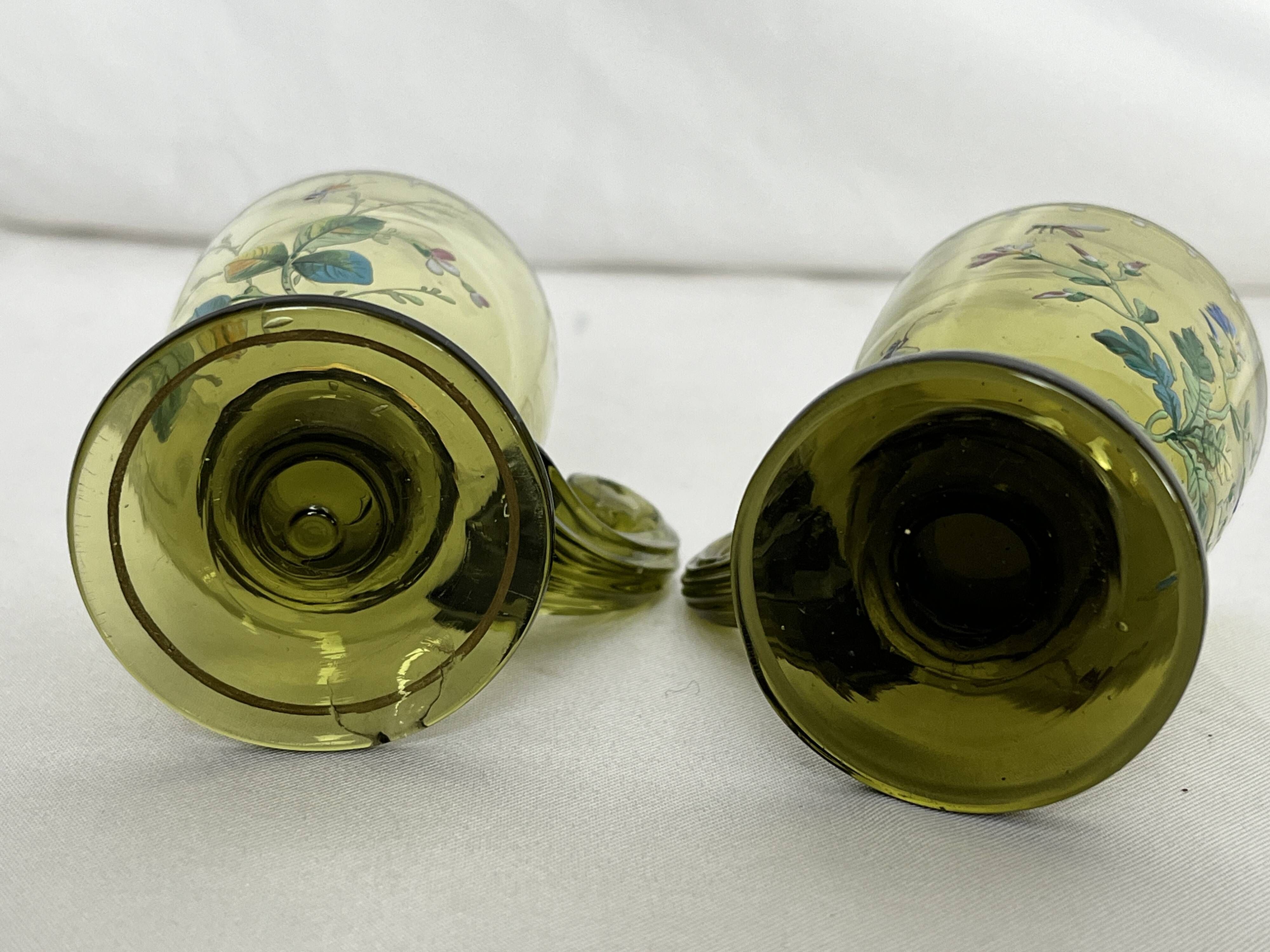 Art Nouveau, two enameled glass and gold cups early 20th century
