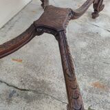 Louis XV style game table in solid oak and richly decorated marble