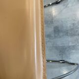 1 Linda armchair chair by Arrben in camel brown leather with a chrome steel frame.