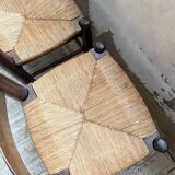 Straw chairs oak 1940s Dudouyt