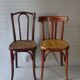 Set of 36 mismatched Bistrot chairs, 1920 to 1950, wooden seats.