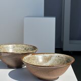 Duo of ceramic bowls interior glazed exterior matt raw earth
