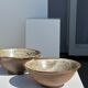 Duo of ceramic bowls interior glazed exterior matt raw earth