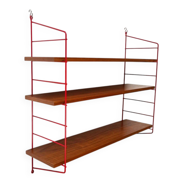 Étagère Teck Style Cordon Rouge Moderne Milieu du Siècle, Années 1960