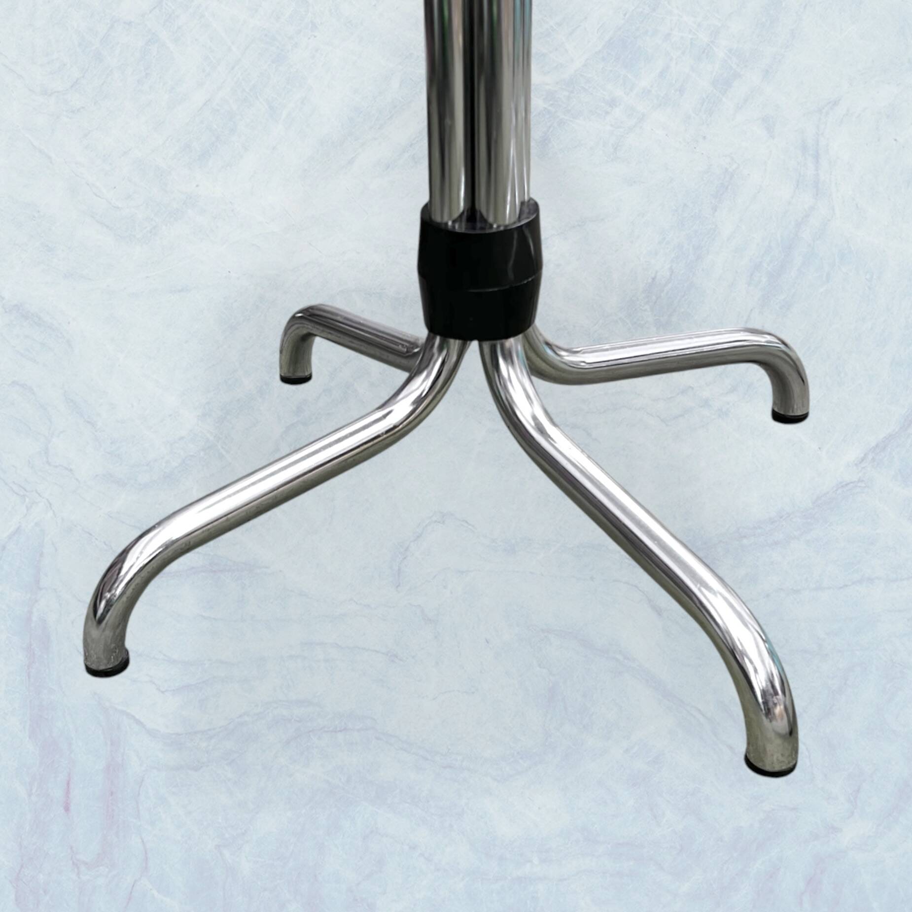 Vintage Brabantia stools in black faux leather and chrome metal – years