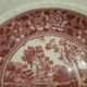 Old earthenware dessert plate, red country-style decoration by Villeroy and Boch.