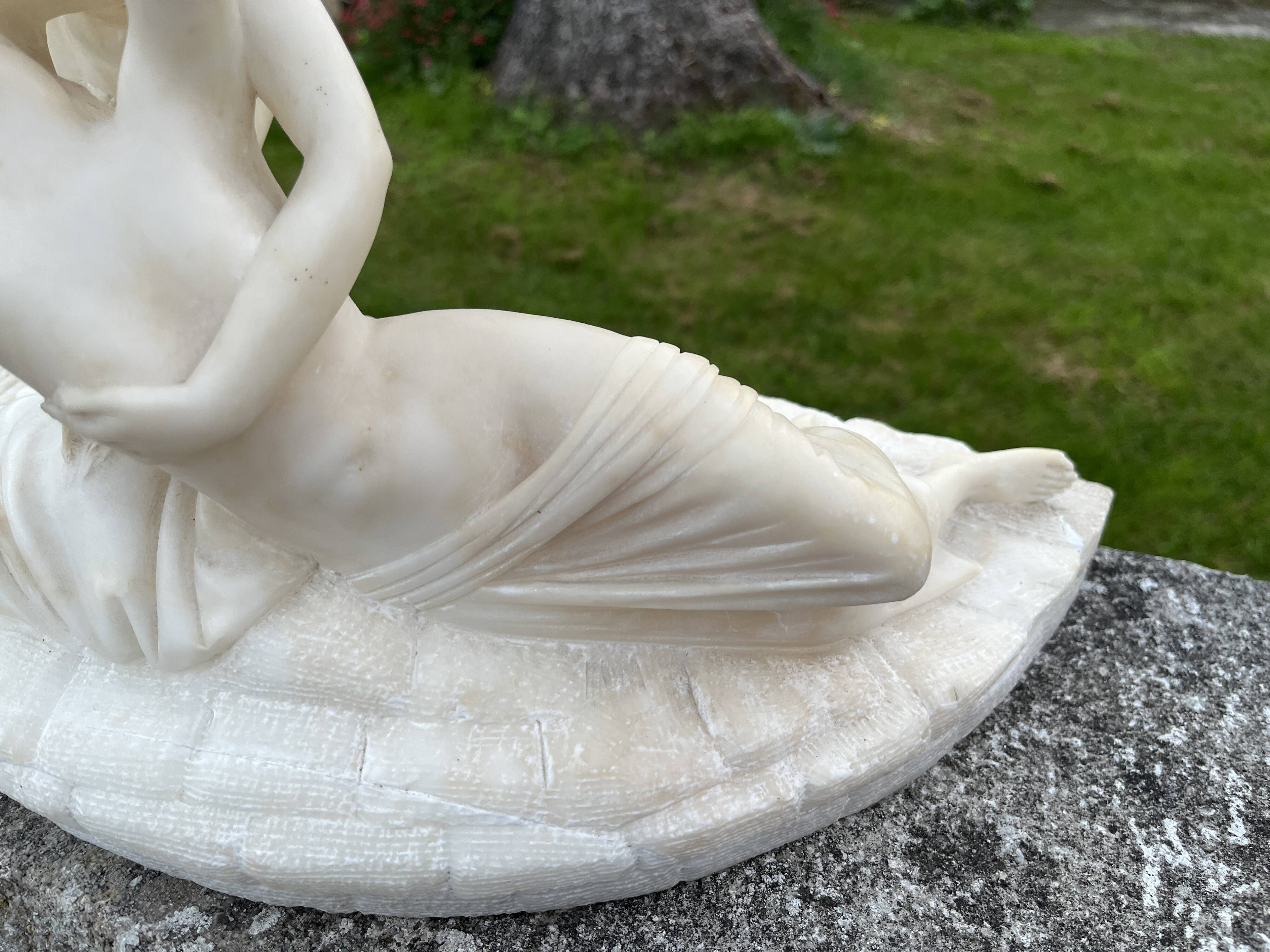 Alabaster sculpture – Psyche revived by Cupid’s kiss – after An