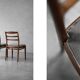 Vintage Mid-Century Danish Modern Elegant Teak & Grey Fabric Chairs, 1960s