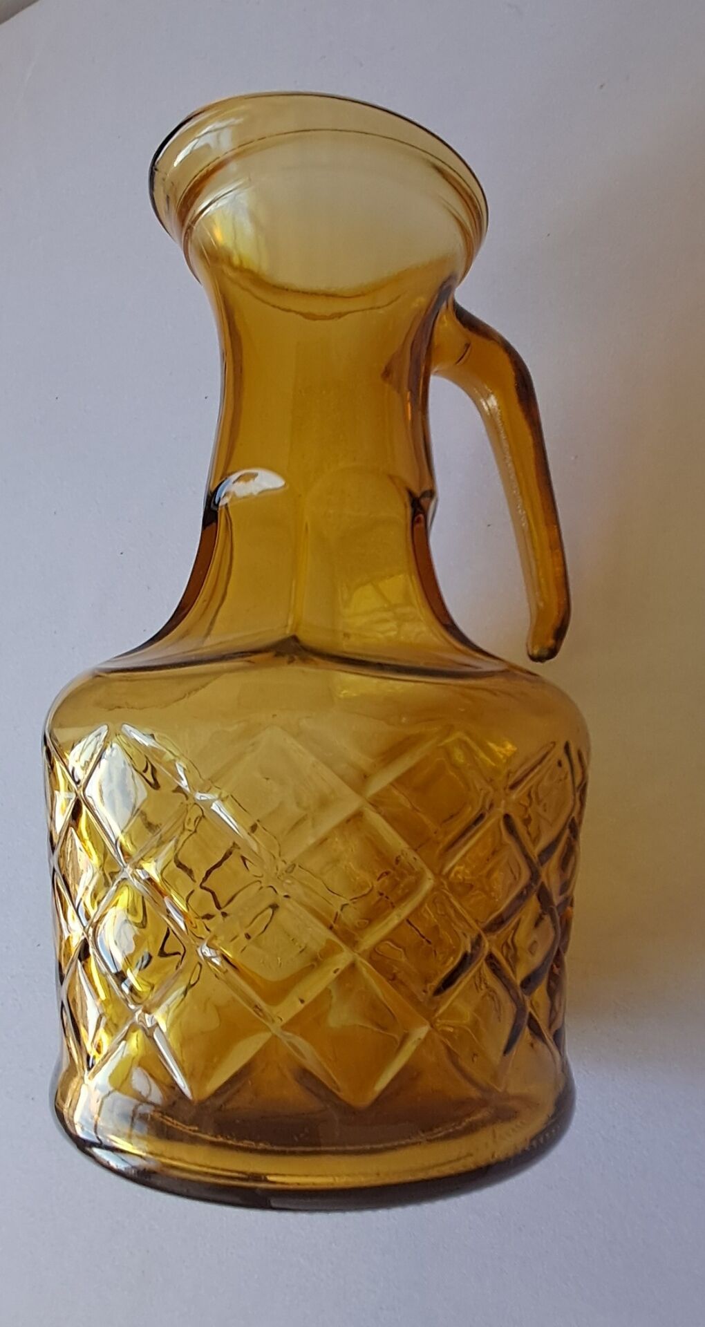 Amber glass carafe, brutalist style, Italy, 1970s.