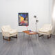 Sled armchair, teak, white leather, Kill International edition