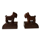 Pair of wooden bookends with Scottish Terrier dog design, 1950s