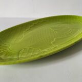 Large fish dish Gien green chartreuse relief vintage