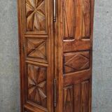 Antique solid wood wardrobe / bonnetière – Geometric design – H 208 cm
