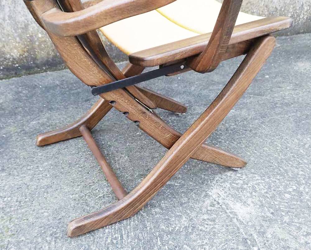 Pair of vintage TRICONFORT France deckchairs and relax chairs