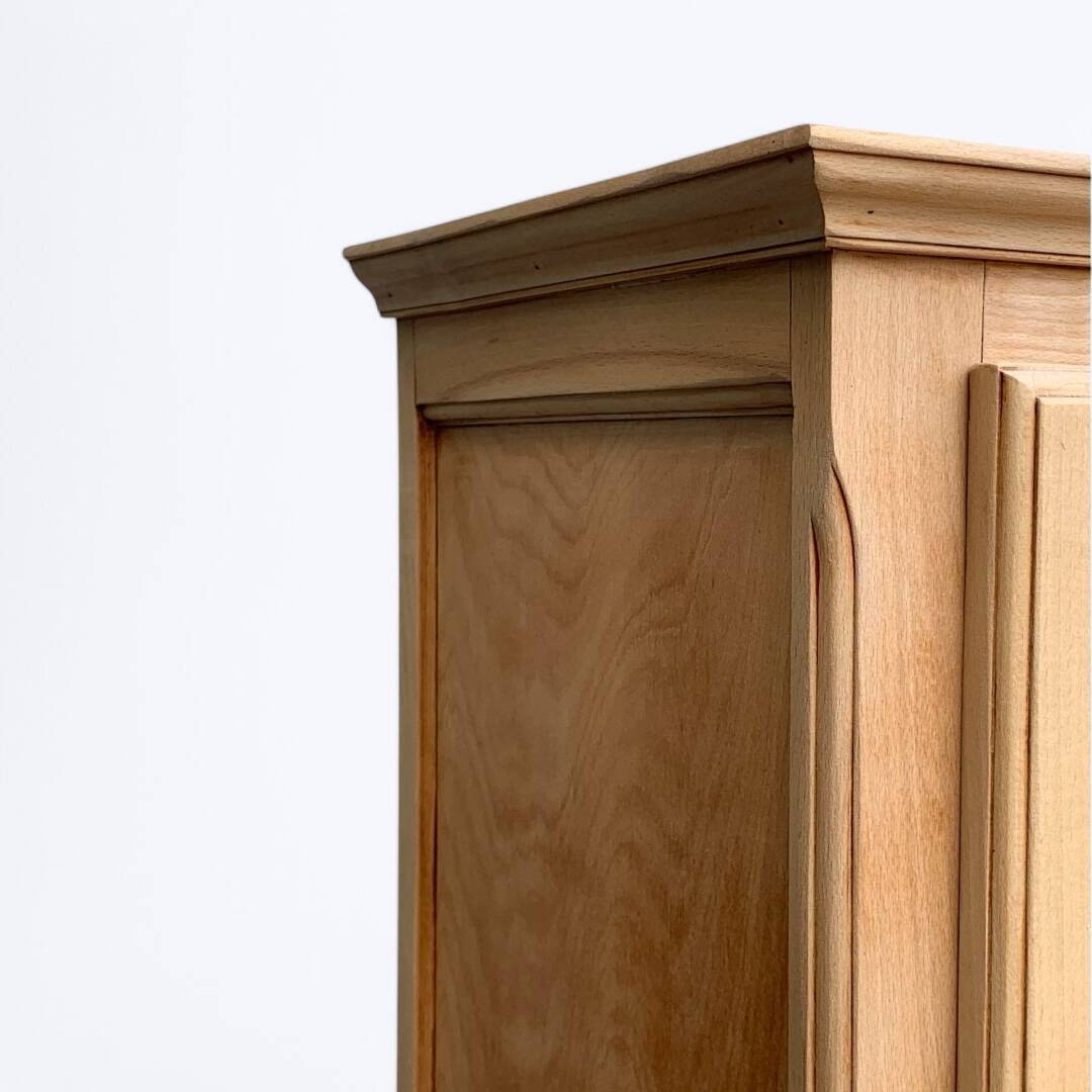 Parisian glass cabinet, raw wood, 1960s