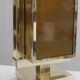 Philippe Cheverny large brass lamp with eglomisé glass, France 1970s