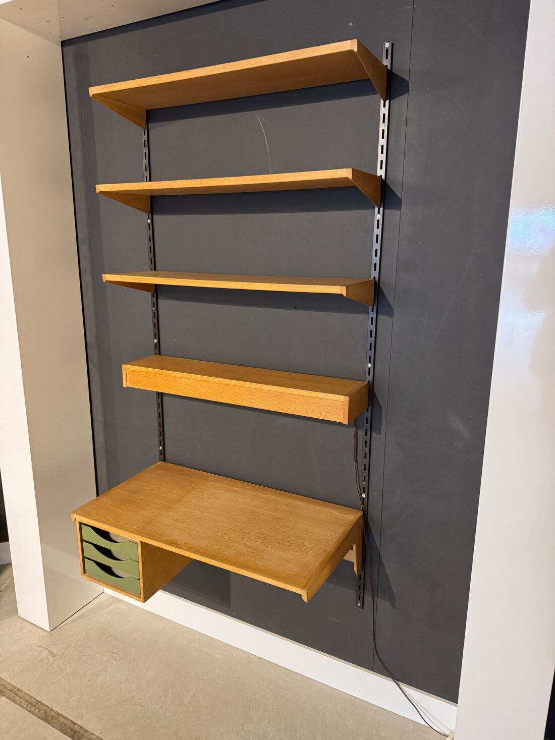 Vintage bookcase | Desk | With lighting | Kai Kristiansen | Wall shelves | Oak