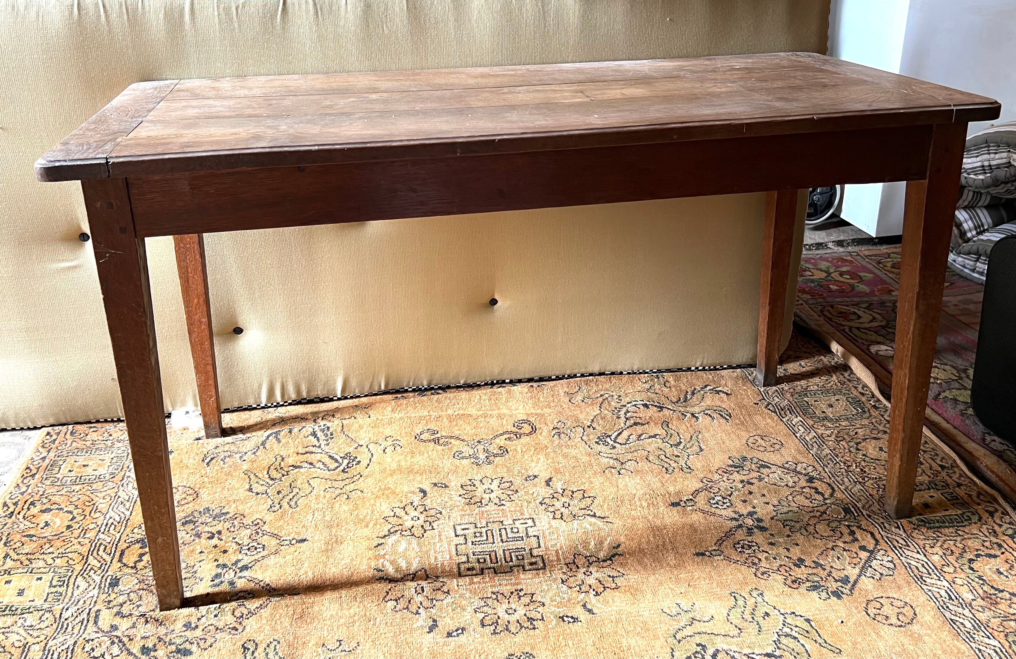 Wooden farmhouse table