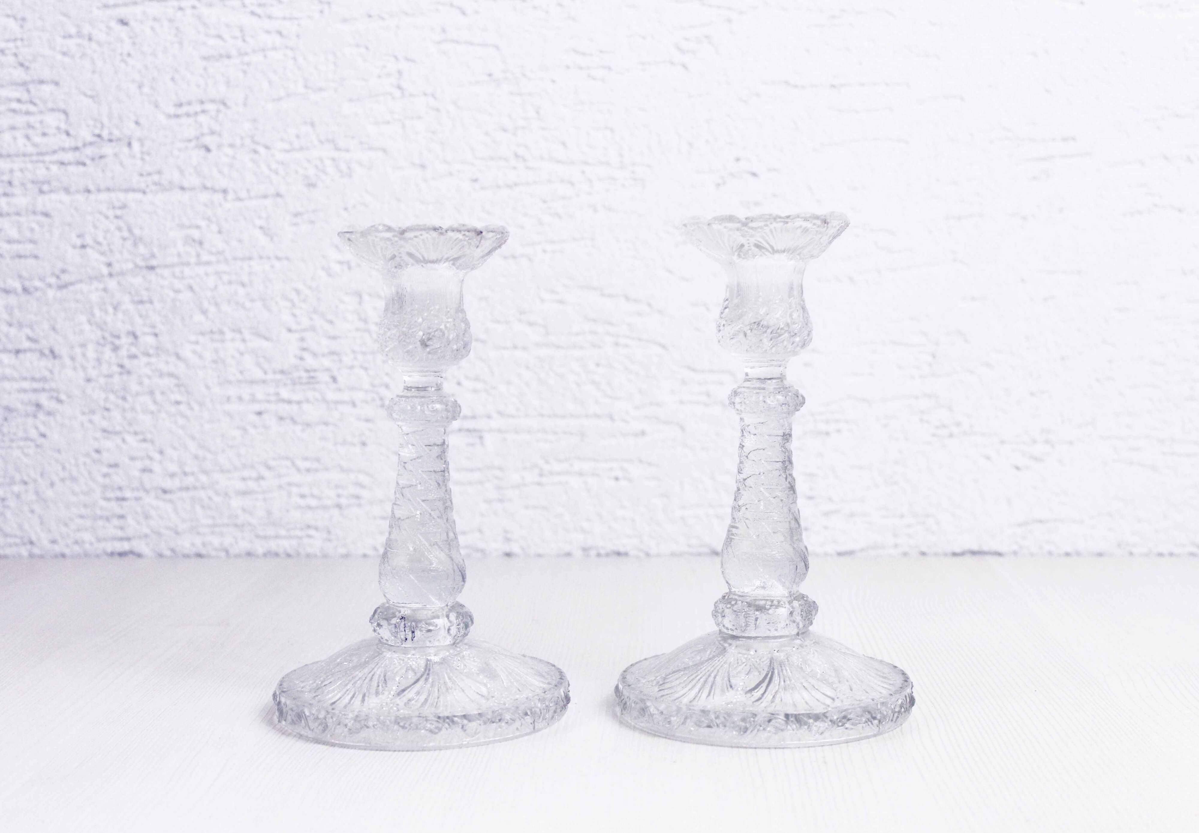 Pair of glass candlesticks