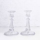 Pair of glass candlesticks