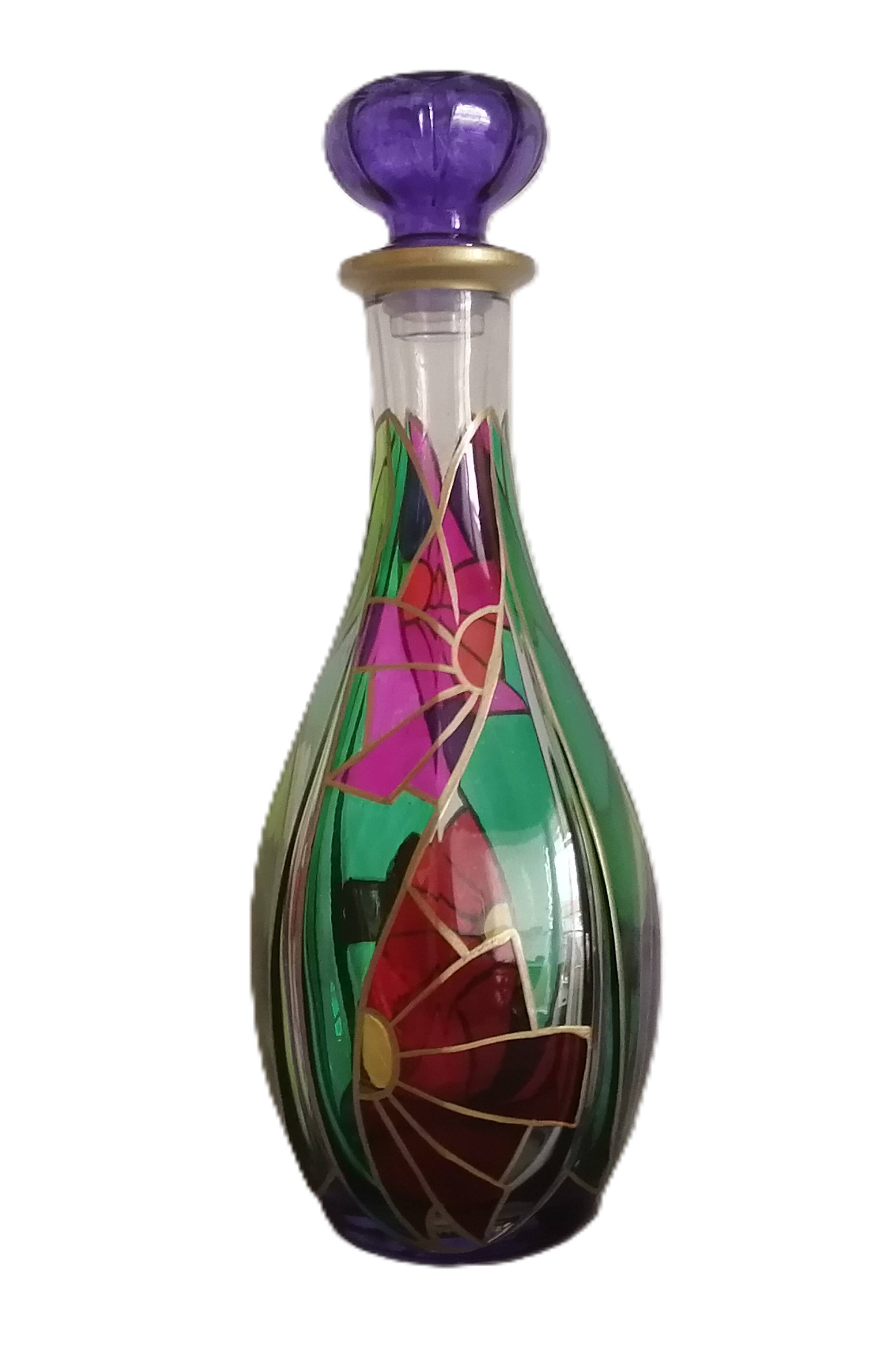Art Deco glass carafe from Murano, Punto Arte workshop, Luigi Bormiol style.