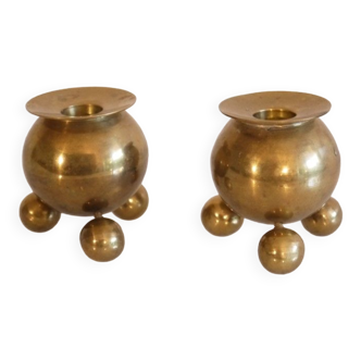 Pair of Scandinavian brass candle holder 1970