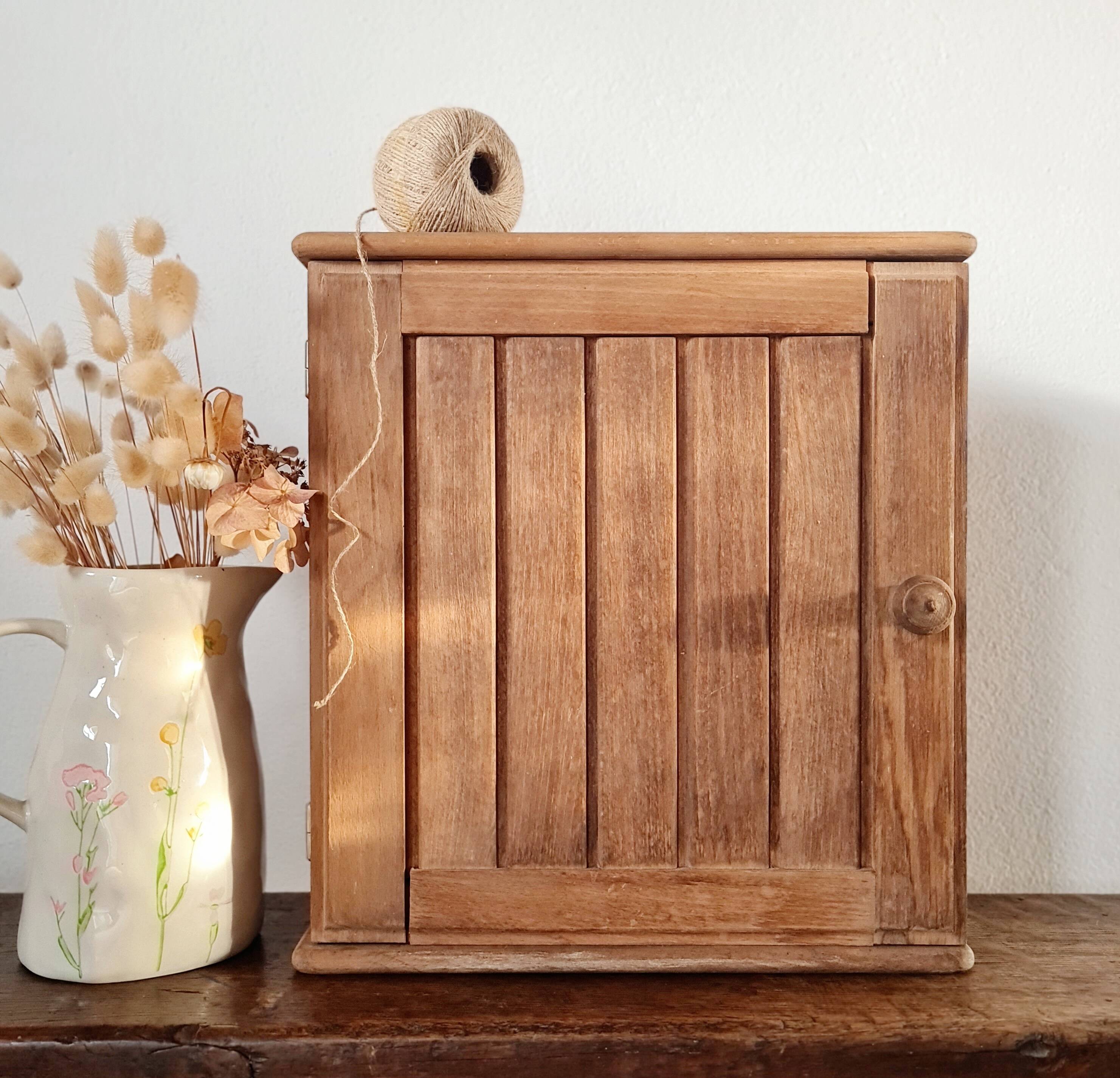 Small antique raw wood cupboard