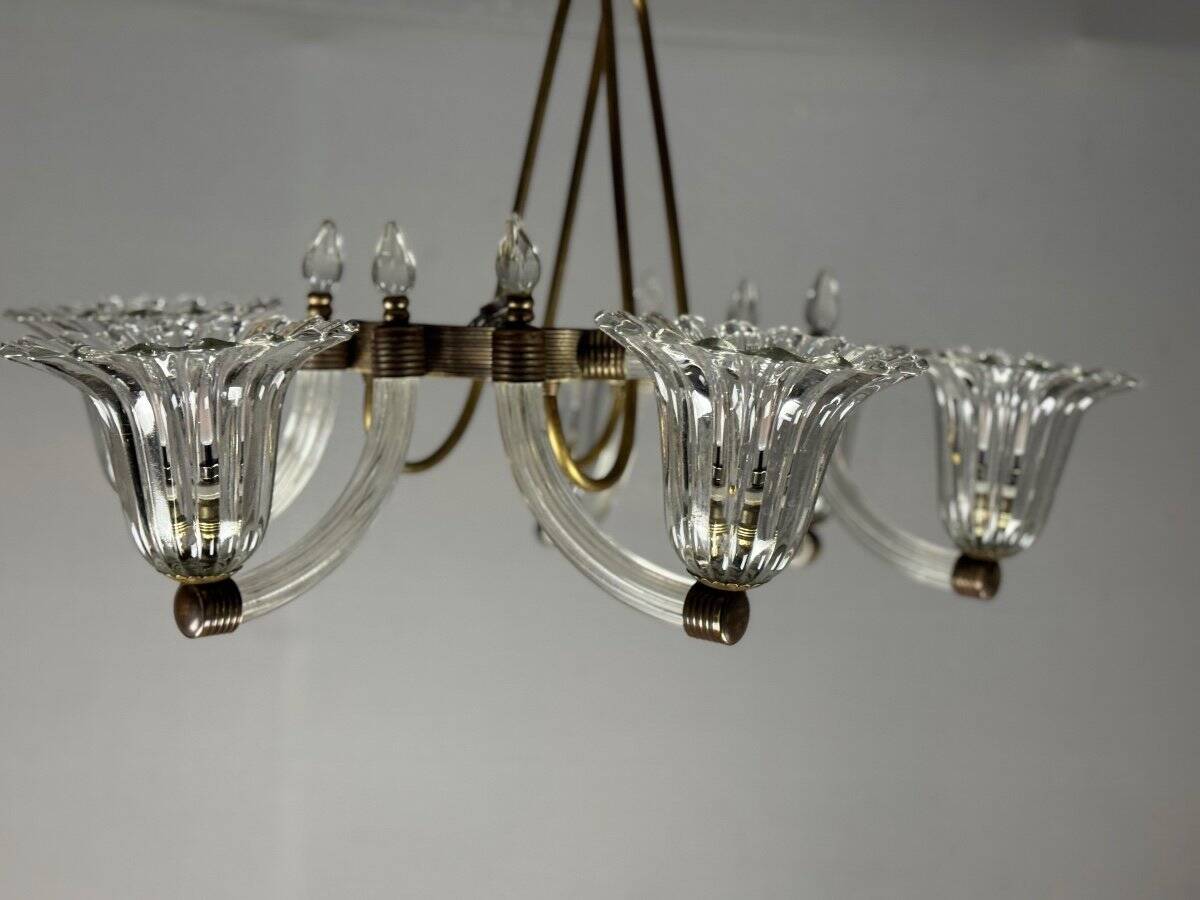 Venetian Murano Glass and Brass Chandelier Circa 1950