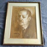 Painting on paper self-portrait Pierre Jérôme