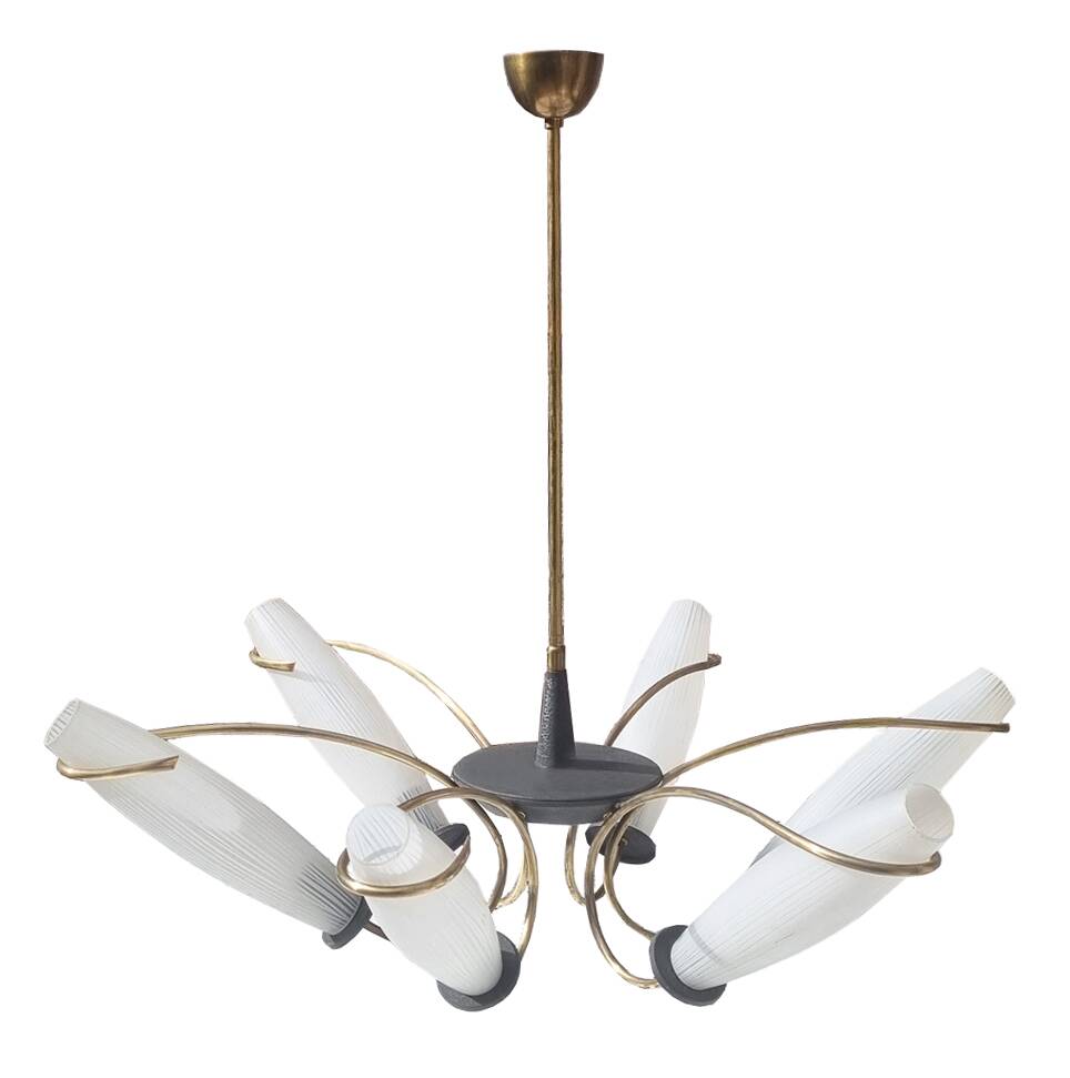 Lunel chandelier, Production Royal Lumières, vintage, 1950s