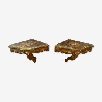 Pair of gilded wood scelettes