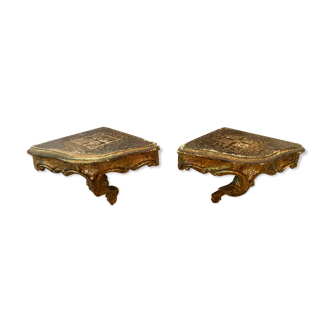 Pair of gilded wood scelettes