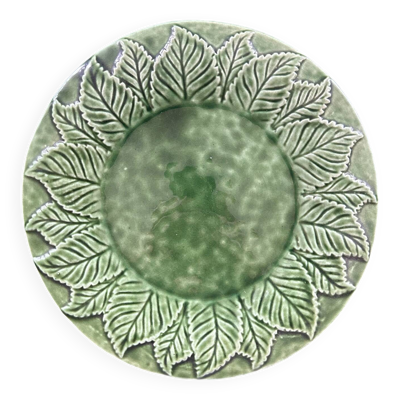 Plat feuilles vertes en barbotine