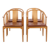 Set of 4 Hans J. Wegner China Chairs FH 4283 in cherry wood with leather by Fritz Hansen 1979