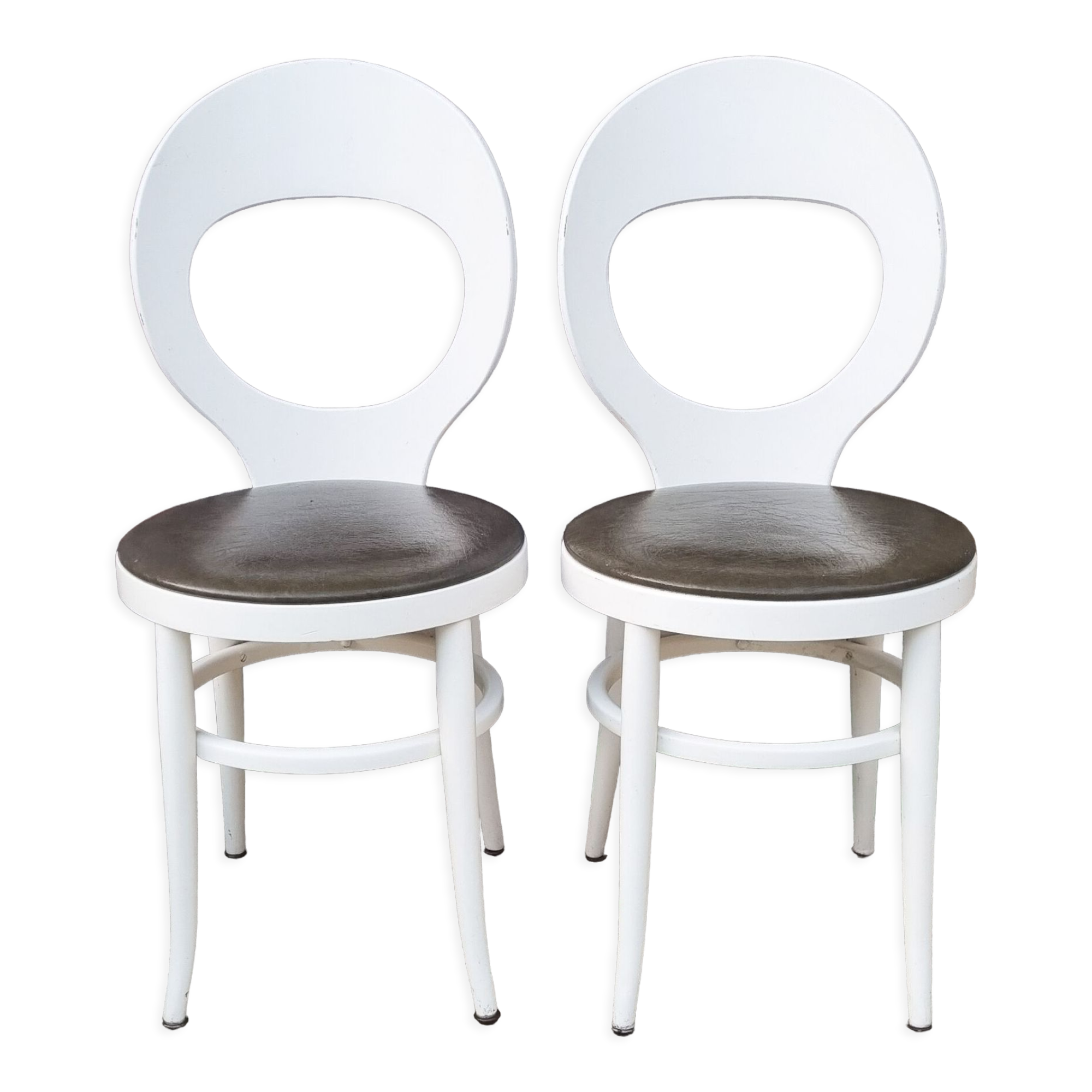 Pair Baumann chairs white seagulls, vintage, 70s