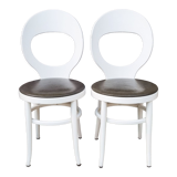 Pair Baumann chairs white seagulls, vintage, 70s