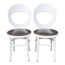 Paire chaises Baumann mouette blanches, vintage, années 70