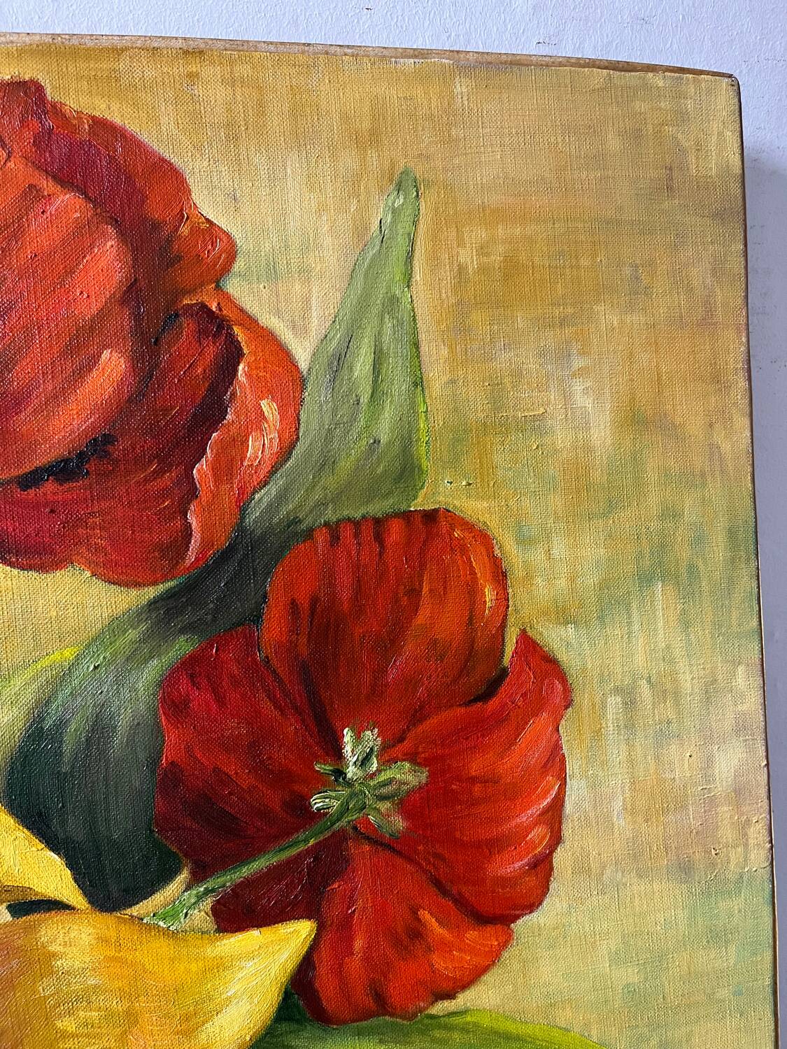 Large Table Bouquet of Flowers, Oil on Canvas, Signed Francine Dubo