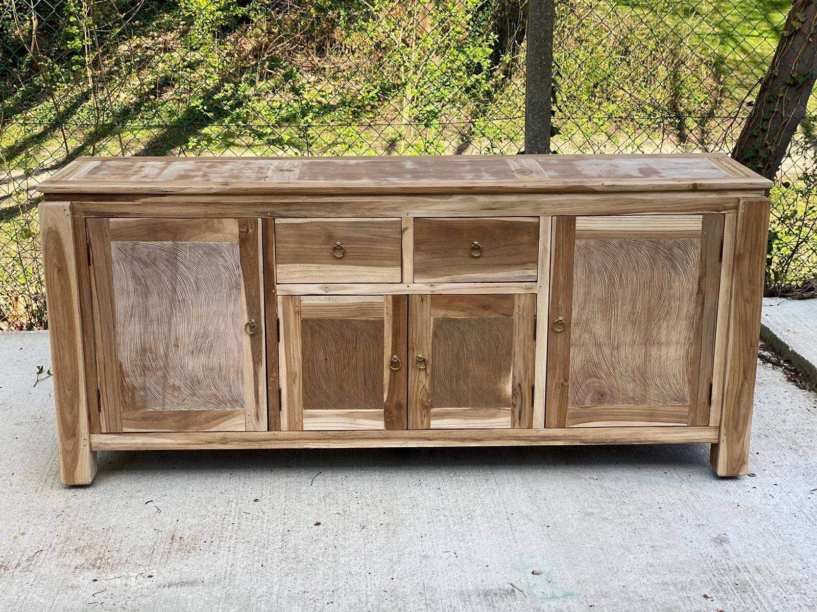 Renovated Scandinavian sideboard in solid raw oak 180cm