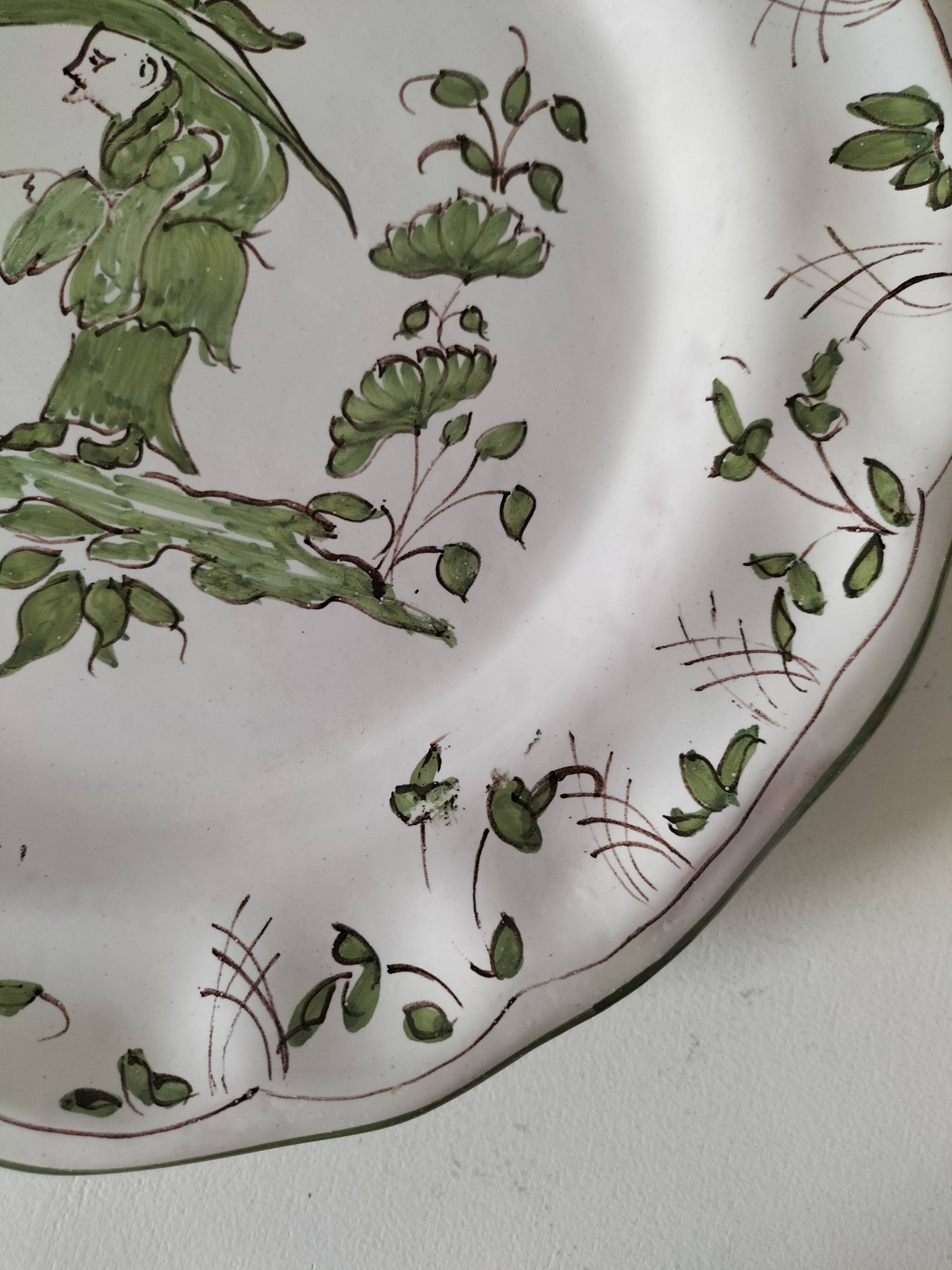 Antique Martres-Tolosane plate – rustic green decor