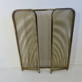 Fire screen, fireplace spark guard, minimalist, solid brass, 1970