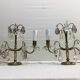 Paire de lampes girandoles en bronze et cristal