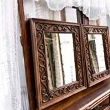 Set of 2 identical vintage wooden mirrors in Ib style