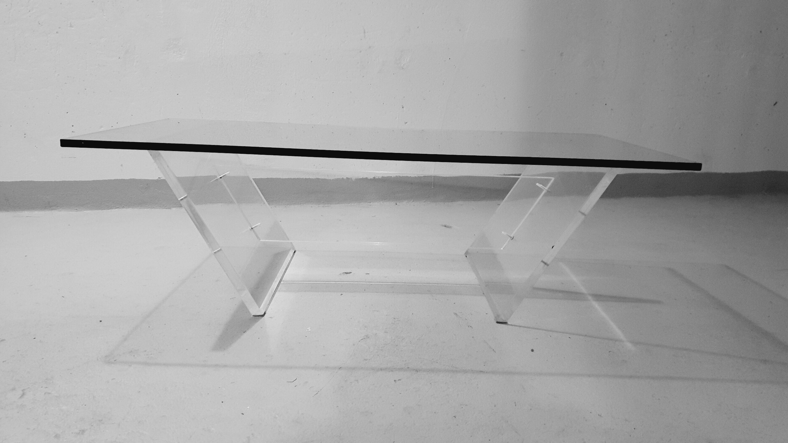 Glass and plexiglass coffee table 1970