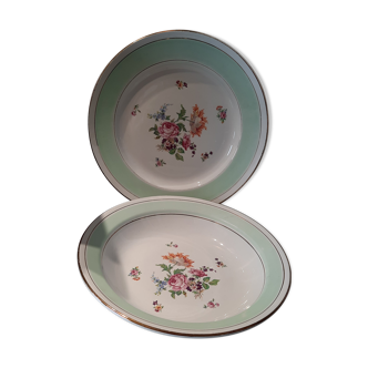 Set of 2 serving dishes half porcelain old L Amandinoise