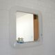Square Wall Mirror With Shelf / Vintage White Plastic Space Age 1970