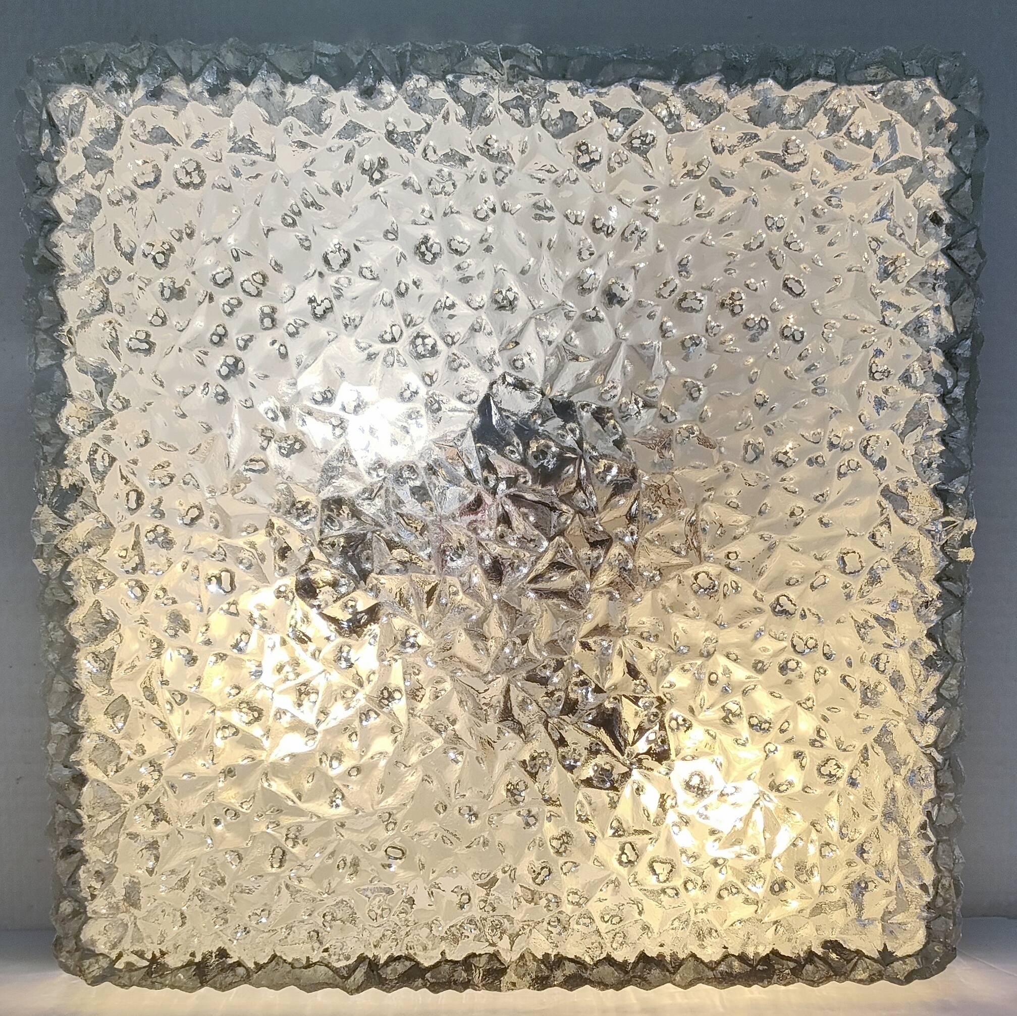 Holophane square wall lamp XL glass design 60s